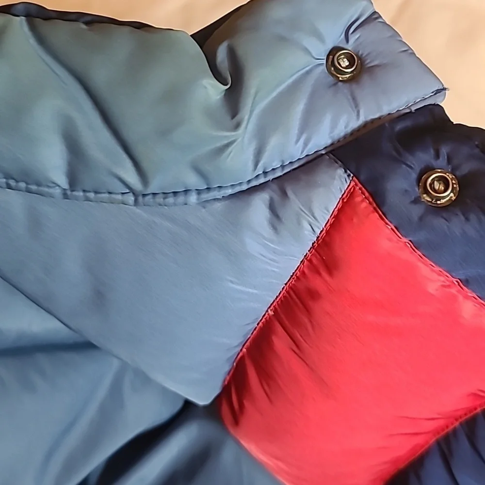 Camel reversible goose down blue vintage Puffer Vest